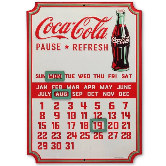Retro Vintage Style Coca-Cola Metal Perpetual Calendar Sign Wall Decor For Home - Picture 1 of 6